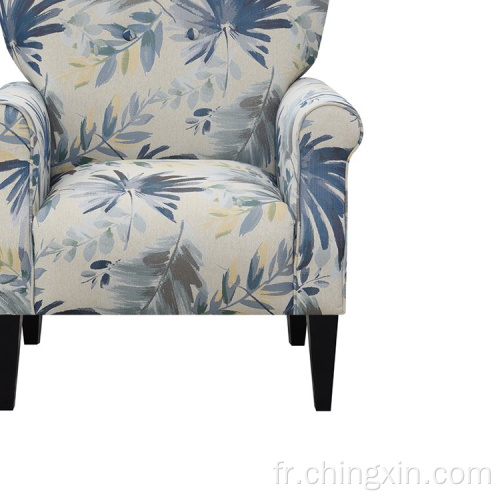 Chaises de séjour Chaises Bleu Multi Tissu Chaise d'accent armé avec jambes en bois massif CX638F